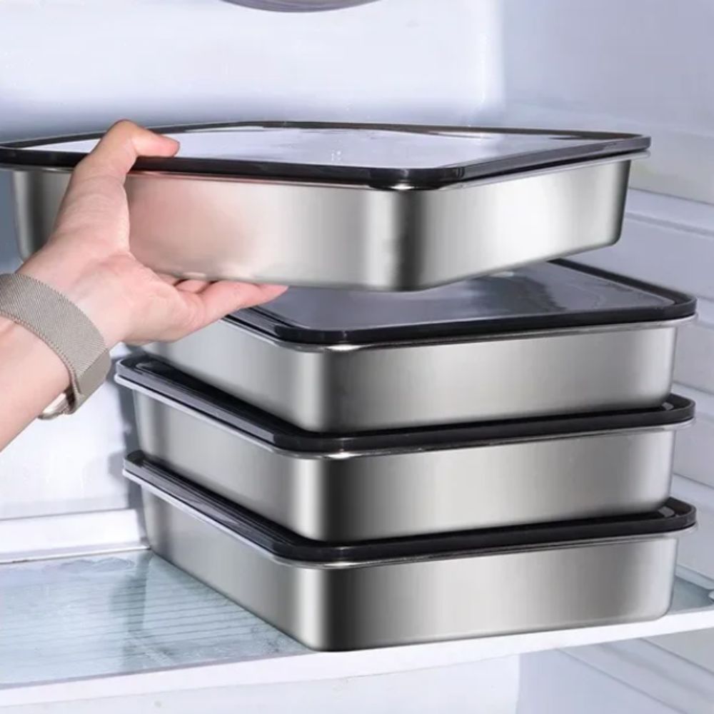 Meal Prep Menu - Kotak Penyimpanan Makanan Stainless Steel Persegi