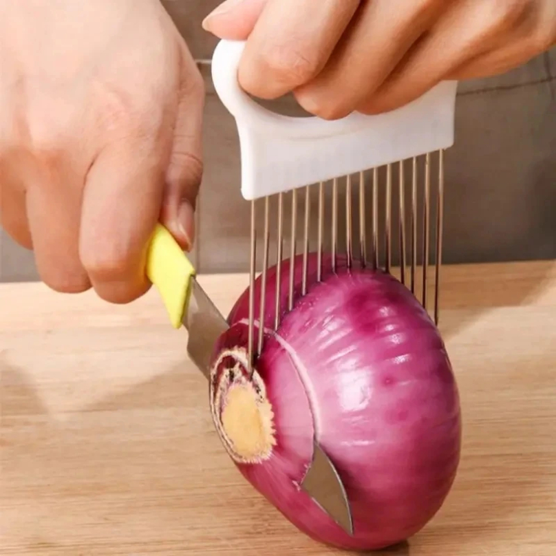 Onion Holder Slicer - Penyangga Pemotong Bawang dari Baja Anti