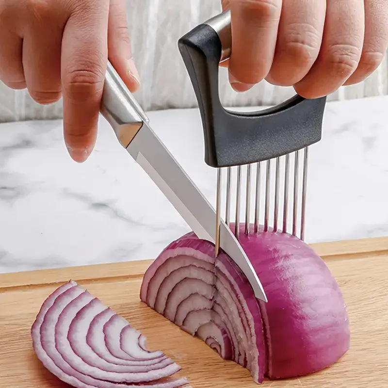 Onion Holder Slicer - Pengiris Bawang Stainless Steel, Penyangga Bawang,