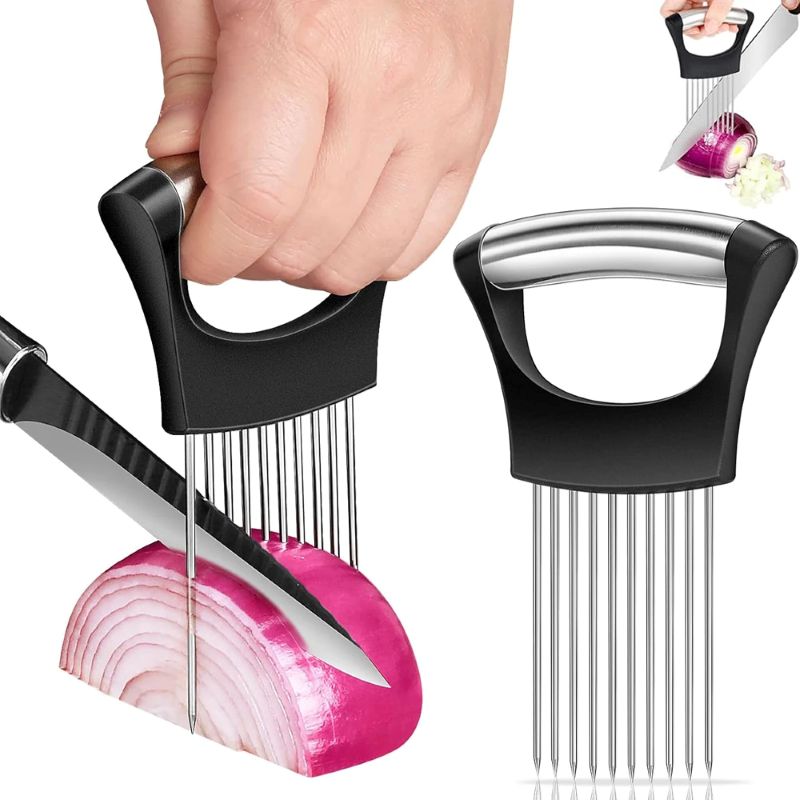 Pemotong Bawang Stainless Stee - Onion Holder Slicer ulasan dan harga