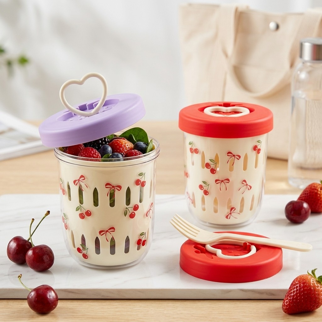 Kotak Salad Plastik dengan Tut - Meal Prep Yogurt ulasan dan harga