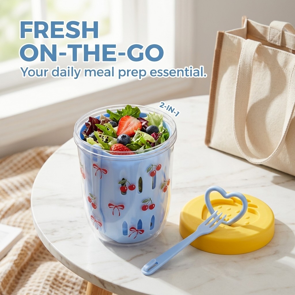 Kotak Salad Plastik dengan Tut - Meal Prep Yogurt ulasan dan harga